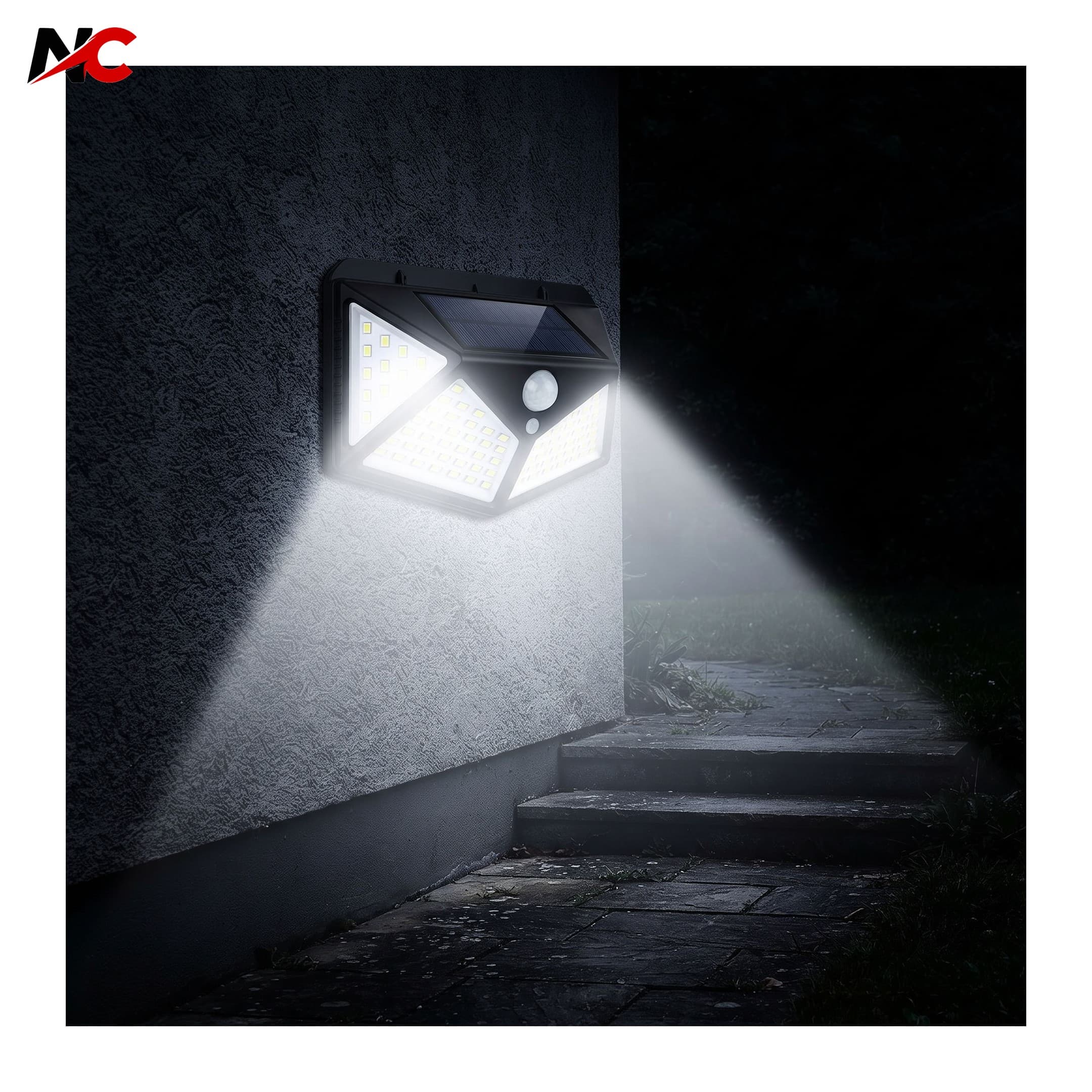 Solarna LED zidna lampa sa 100 dioda, model BK-114