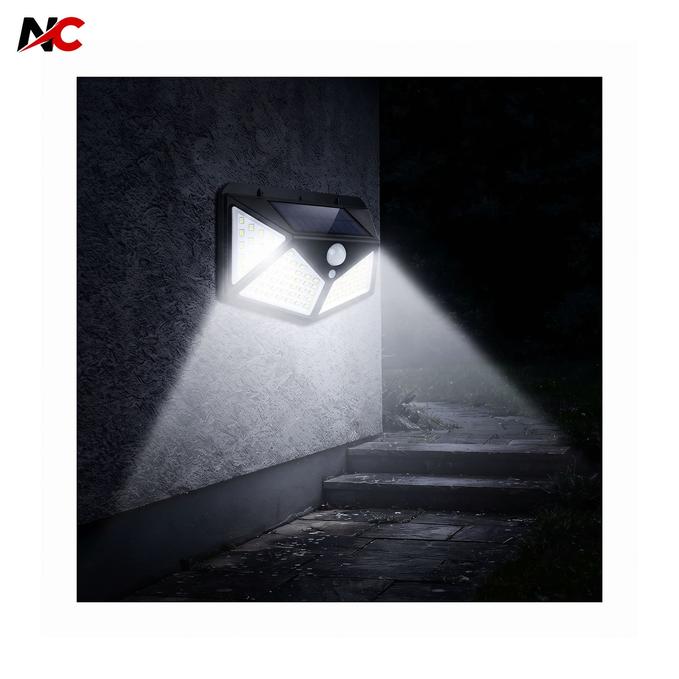 Solarna LED zidna lampa sa 100 dioda, model BK-114